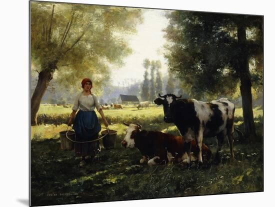A Milkmaid with Her Cows on a Summer Day-Julien Dupr?-Mounted Giclee Print