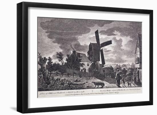 A Mill on Blackheath by Moonlight; Including Figures and a Windmill, Greenwich, London, 1770-John June-Framed Giclee Print