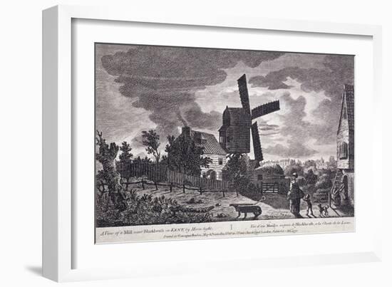 A Mill on Blackheath by Moonlight; Including Figures and a Windmill, Greenwich, London, 1770-John June-Framed Giclee Print