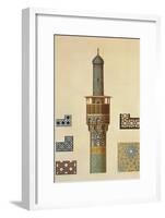 A Minaret and Ceramic Details from the Mosque of the Medrese-I-Shah-Hussein, Isfahan-Pascal Xavier Coste-Framed Giclee Print