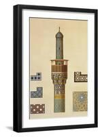 A Minaret and Ceramic Details from the Mosque of the Medrese-I-Shah-Hussein, Isfahan-Pascal Xavier Coste-Framed Giclee Print