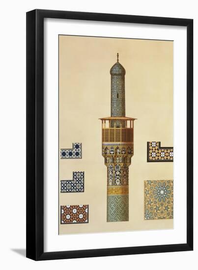 A Minaret and Ceramic Details from the Mosque of the Medrese-I-Shah-Hussein, Isfahan-Pascal Xavier Coste-Framed Giclee Print