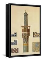 A Minaret and Ceramic Details from the Mosque of the Medrese-I-Shah-Hussein, Isfahan-Pascal Xavier Coste-Framed Stretched Canvas