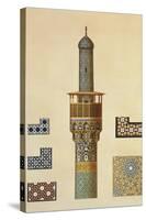 A Minaret and Ceramic Details from the Mosque of the Medrese-I-Shah-Hussein, Isfahan-Pascal Xavier Coste-Stretched Canvas