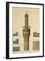 A Minaret and Ceramic Details from the Mosque of the Medrese-I-Shah-Hussein, Isfahan-Pascal Xavier Coste-Framed Giclee Print