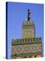 A Minaret with the Early Moon in the Background; Old Medina in Fes, Morocco-Julian Love-Stretched Canvas