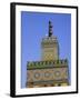 A Minaret with the Early Moon in the Background; Old Medina in Fes, Morocco-Julian Love-Framed Photographic Print