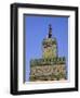 A Minaret with the Early Moon in the Background; Old Medina in Fes, Morocco-Julian Love-Framed Premium Photographic Print