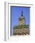 A Minaret with the Early Moon in the Background; Old Medina in Fes, Morocco-Julian Love-Framed Premium Photographic Print