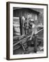 A Miner Standing with a Mule at the Rock House Coal Co. Mine-null-Framed Photographic Print