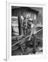 A Miner Standing with a Mule at the Rock House Coal Co. Mine-null-Framed Photographic Print