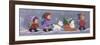 A Mini Parade of Children, a Dog and a Snowman on a Sleigh-Beverly Johnston-Framed Giclee Print