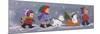 A Mini Parade of Children, a Dog and a Snowman on a Sleigh-Beverly Johnston-Mounted Giclee Print