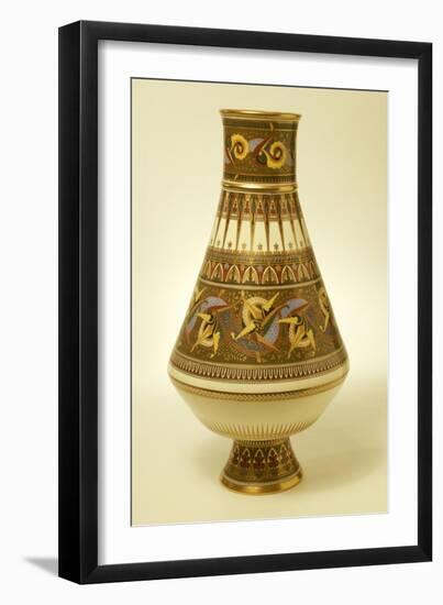 A Minton Porcelain Baluster Vase Painted in Green, Yellow, Blue, Terracotta and Black Enamels-Christopher Dresser-Framed Giclee Print