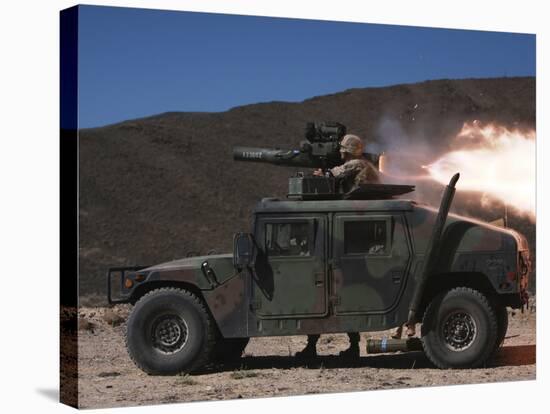 A Missileman Firing a BGM-71 TOW Missile Atop a Humvee-Stocktrek Images-Stretched Canvas