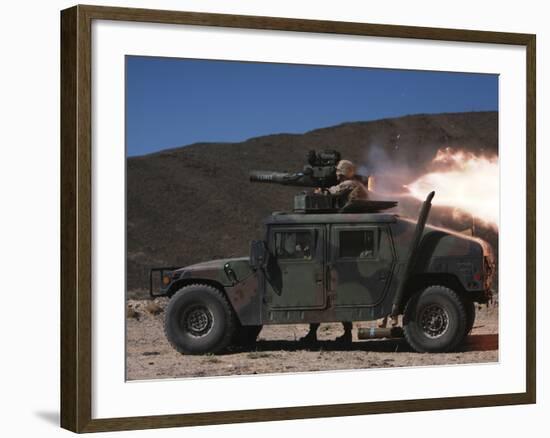 A Missileman Firing a BGM-71 TOW Missile Atop a Humvee-Stocktrek Images-Framed Photographic Print