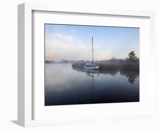 A Misty Morning in the Norfolk Broads at Horsey Mere, Norfolk, England, United Kingdom, Europe-Jon Gibbs-Framed Photographic Print