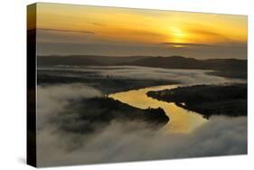 A Misty Morning View Looking Down the River Tay in Autumn, Kinnoull Hill Woodland Park, Scotland-Fergus Gill-Stretched Canvas