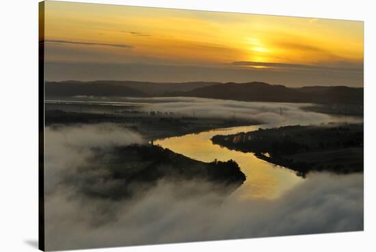 A Misty Morning View Looking Down the River Tay in Autumn, Kinnoull Hill Woodland Park, Scotland-Fergus Gill-Stretched Canvas