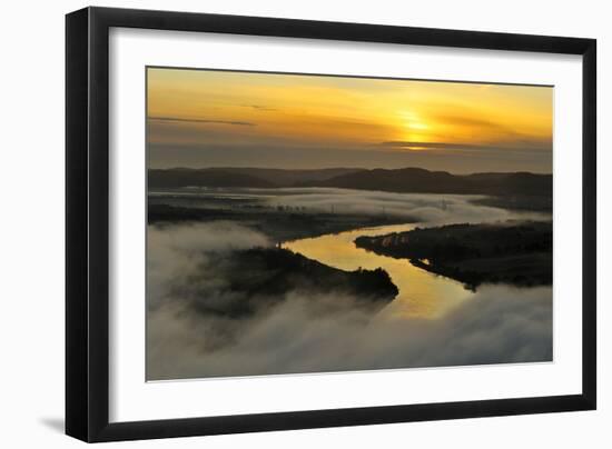 A Misty Morning View Looking Down the River Tay in Autumn, Kinnoull Hill Woodland Park, Scotland-Fergus Gill-Framed Photographic Print