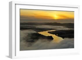 A Misty Morning View Looking Down the River Tay in Autumn, Kinnoull Hill Woodland Park, Scotland-Fergus Gill-Framed Photographic Print