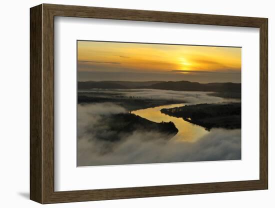 A Misty Morning View Looking Down the River Tay in Autumn, Kinnoull Hill Woodland Park, Scotland-Fergus Gill-Framed Photographic Print