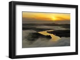 A Misty Morning View Looking Down the River Tay in Autumn, Kinnoull Hill Woodland Park, Scotland-Fergus Gill-Framed Photographic Print