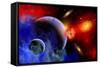 A Mixture of Colorful Stars, Planets, Nebulae and Galaxies-null-Framed Stretched Canvas