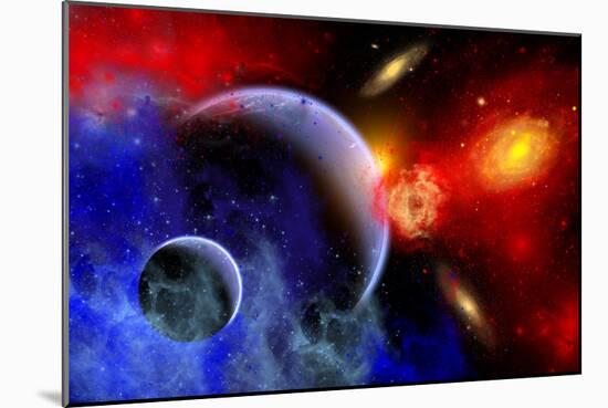 A Mixture of Colorful Stars, Planets, Nebulae and Galaxies-null-Mounted Premium Giclee Print