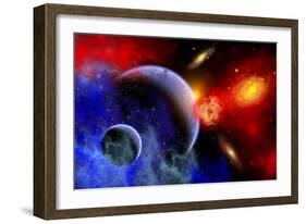 A Mixture of Colorful Stars, Planets, Nebulae and Galaxies-null-Framed Art Print