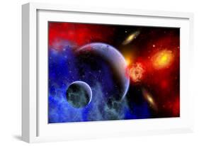 A Mixture of Colorful Stars, Planets, Nebulae and Galaxies-null-Framed Art Print