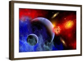 A Mixture of Colorful Stars, Planets, Nebulae and Galaxies-null-Framed Art Print