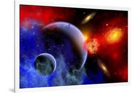 A Mixture of Colorful Stars, Planets, Nebulae and Galaxies-null-Framed Art Print