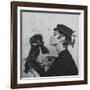 A Model Wearing a Hat Trimmed with Feathers-null-Framed Giclee Print