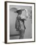 A Model Wearing a Shantung Dress Designed by the Fashion House Balmain-null-Framed Photographic Print
