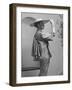 A Model Wearing a Shantung Dress Designed by the Fashion House Balmain-null-Framed Photographic Print