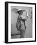 A Model Wearing a Shantung Dress Designed by the Fashion House Balmain-null-Framed Photographic Print