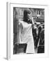 A Model Wearing a White Piquet Dress-null-Framed Photographic Print