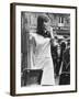 A Model Wearing a White Piquet Dress-null-Framed Photographic Print