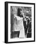 A Model Wearing a White Piquet Dress-null-Framed Photographic Print