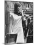 A Model Wearing a White Piquet Dress-null-Mounted Photographic Print