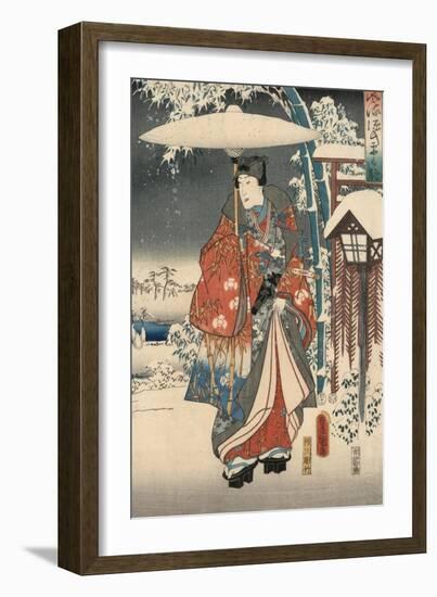 A Modern Version of the Tale of Genji in Snow Scenes-null-Framed Giclee Print