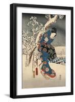 A Modern Version of the Tale of Genji in Snow Scenes-null-Framed Giclee Print