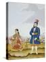 A Moghul Nobleman with His Wife, Tanjore School, circa 1820s-null-Stretched Canvas