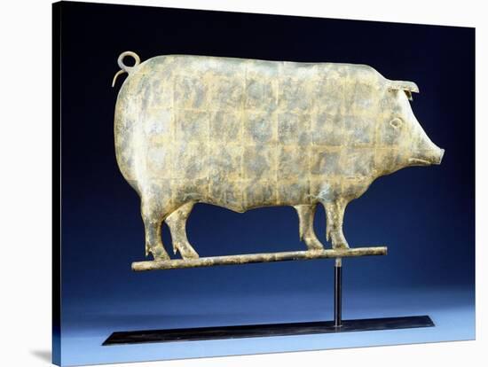 A Molded and Copper Gilded Copper Pig Weathervane, American, 19th Century-null-Stretched Canvas