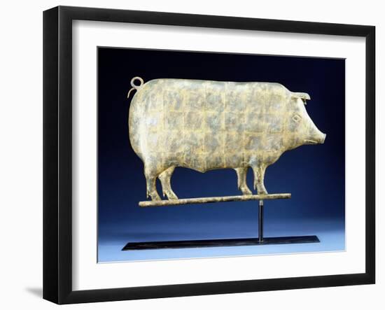 A Molded and Copper Gilded Copper Pig Weathervane, American, 19th Century-null-Framed Giclee Print