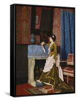 A Moments Reflection-Auguste Toulmouche-Framed Stretched Canvas