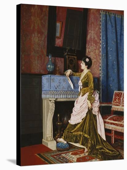 A Moments Reflection-Auguste Toulmouche-Stretched Canvas