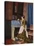 A Moments Reflection-Auguste Toulmouche-Stretched Canvas