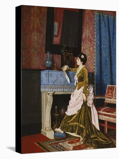 A Moments Reflection-Auguste Toulmouche-Stretched Canvas